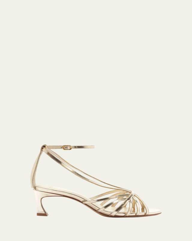 Fran Metallic Leather Caged Stiletto Sandals